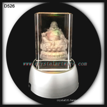 3d laser etched crystal buddha crystal crafts with led base